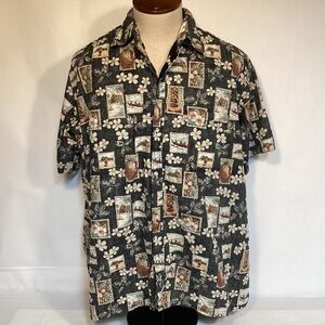 Go Barefoot Vintage Hawaiian Polynesian Aloha Mens Shirt size 2XL made in USA